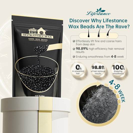 Lifestance Hard Wax Beads, 1Lb, Jasmine, Sensitive Skin, For Face, Body, Legs, Brazilian Bikini Wax, Pearl Beads For Wax Warmers