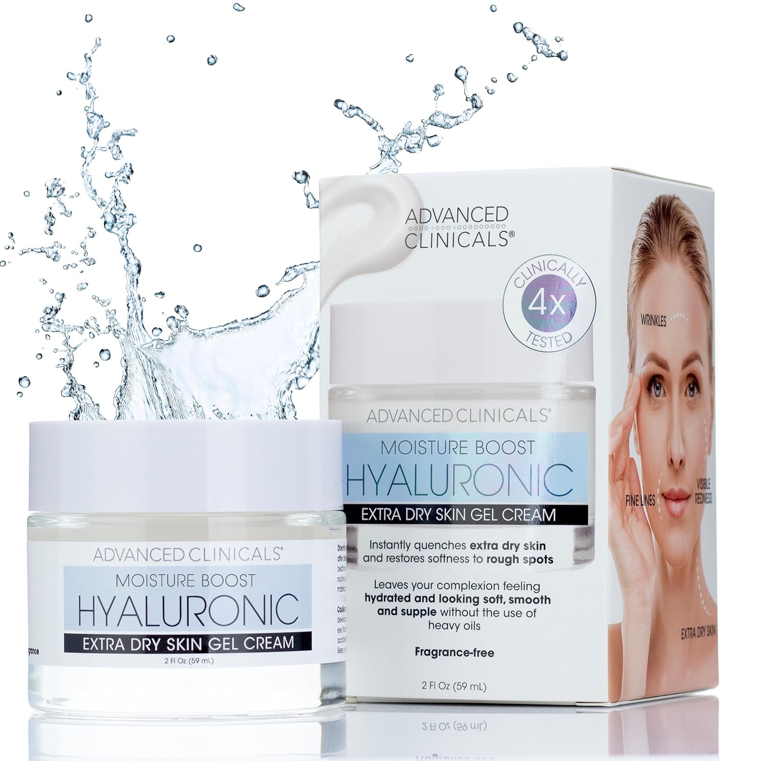 Advanced Clinicals Hyaluronic Acid Moisturizer Gel Face Cream W/Vitamin E + B5 | Hydrating & Brightening Vitamin C Face Lotion Hydrates Dry Skin & Improve Look Of Wrinkles & Fine Lines, 2 Fl Oz