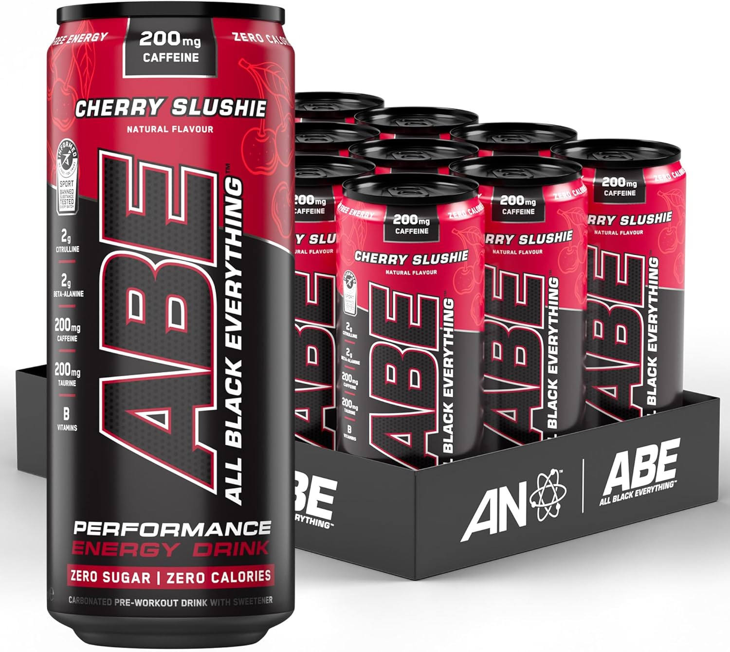 Applied Nutrition Abe Pre Workout Cans - All Black Everything Energy + Performance Drink, Abe Carbonated Beverage Sugar Free With Caffeine (Pack Of 12 Cans X 330Ml) (Cloudy Lemonade)