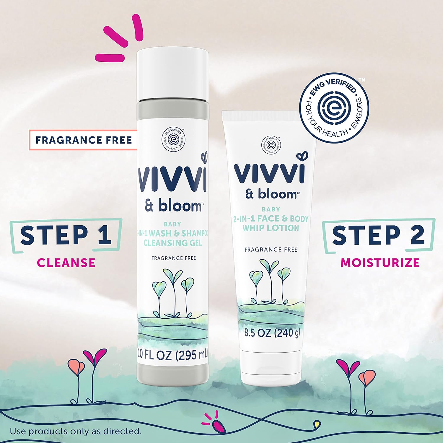 VIVVI & BLOOM 2-in-1 Baby Lotion, Face and Body, for Delicate & Sensitive Baby Skin, Hypoallergenic Lotion, Fragrance Free, 8.5 oz (Pack of 1) : Baby