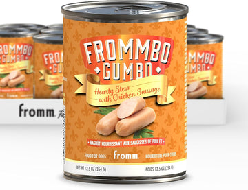 Fromm Frommbo Gumbo Hearty Stew With Chicken Sausage Dog Food - Premium Wet Dog Food - Chicken Recipe - Case Of (12) 12.5 Oz Cans