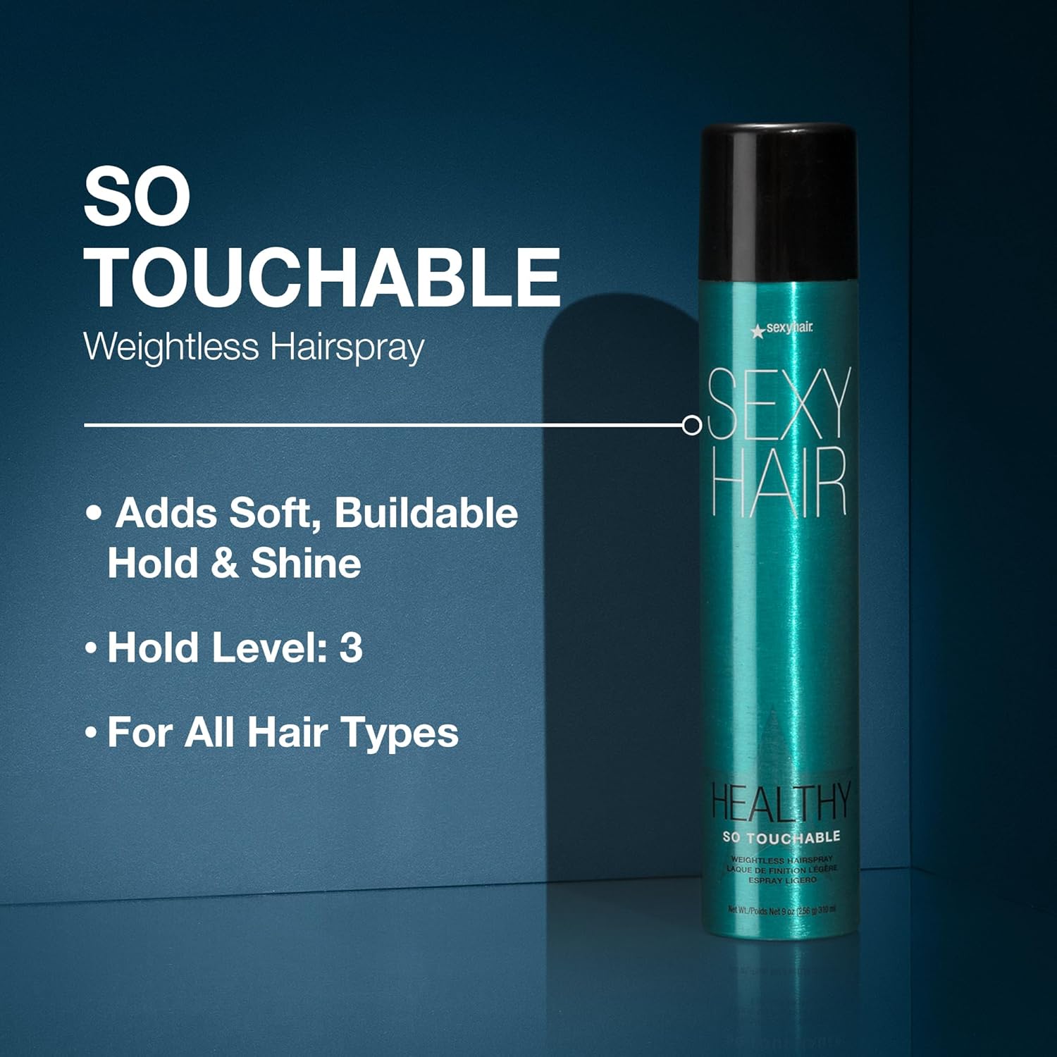 SexyHair Healthy So Touchable Weightless Hairspray, 9 Oz | Light Hold and Shine | All Hair Types : Beauty & Personal Care
