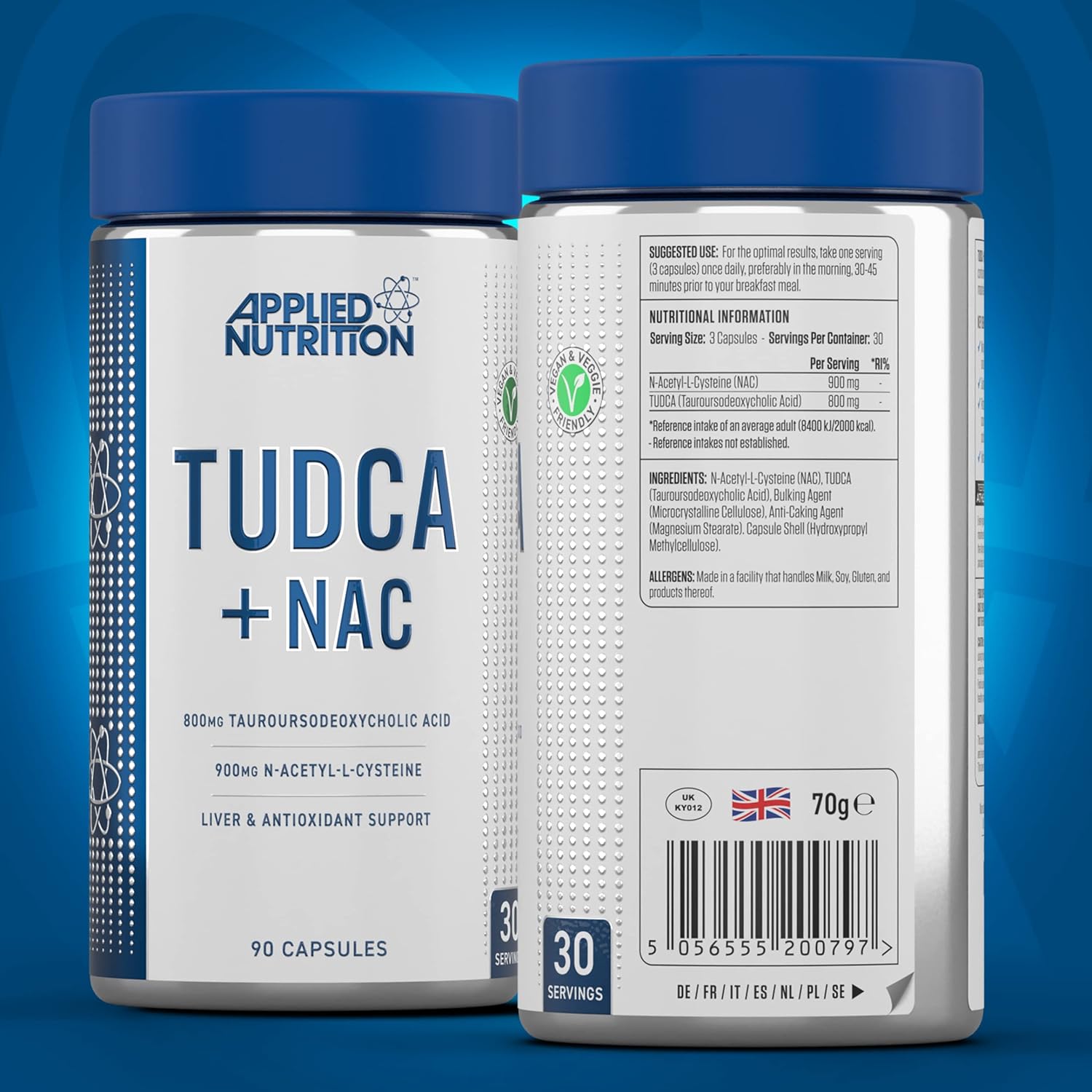 Applied Nutrition TUDCA + NAC - TUDCA Liver & Antioxidant Support, Bile Salts, Liver Support Suplement, 800mg Tauroursodeoxycholic Acid (90 Capsules - 30 Servings) : Amazon.co.uk: Health & Personal Care
