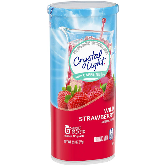 Crystal Light Sugar-Free Energy Wild Strawberry Low Calories Powdered Drink Mix 72 Count Pitcher Packets