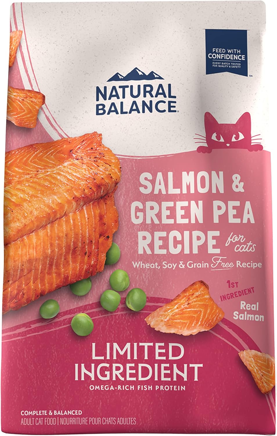 Natural Balance Limited Ingredient Adult Grain-Free Dry Cat Food, Salmon & Green Pea Recipe, 10 Pound (Pack Of 1)