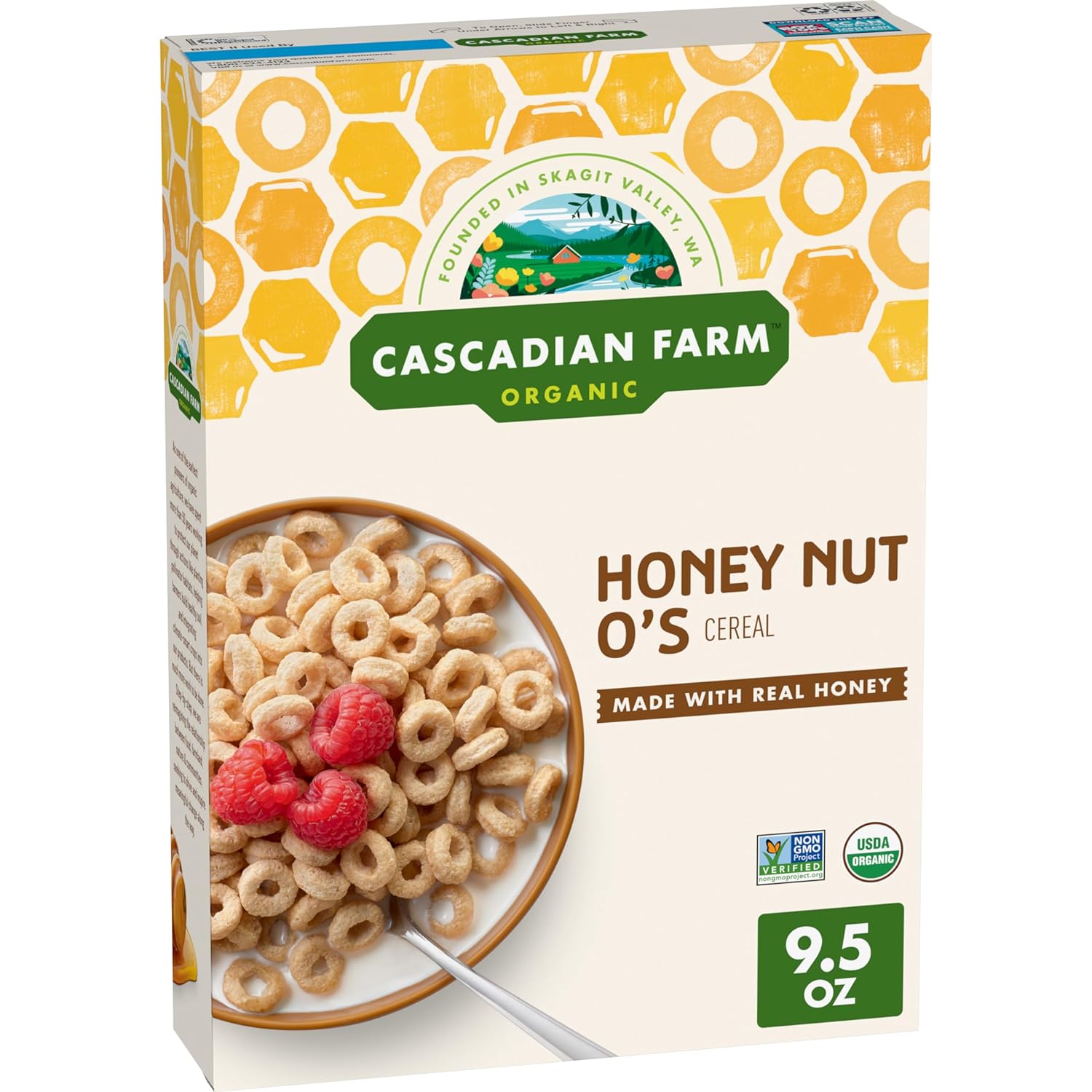 Cascadian Farm Organic Honey Nut O's Cereal, 9.5 oz