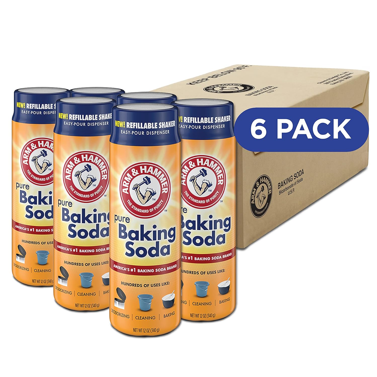 Arm & Hammer Pure Baking Soda Shaker - 12 Oz - (Pack Of 6)