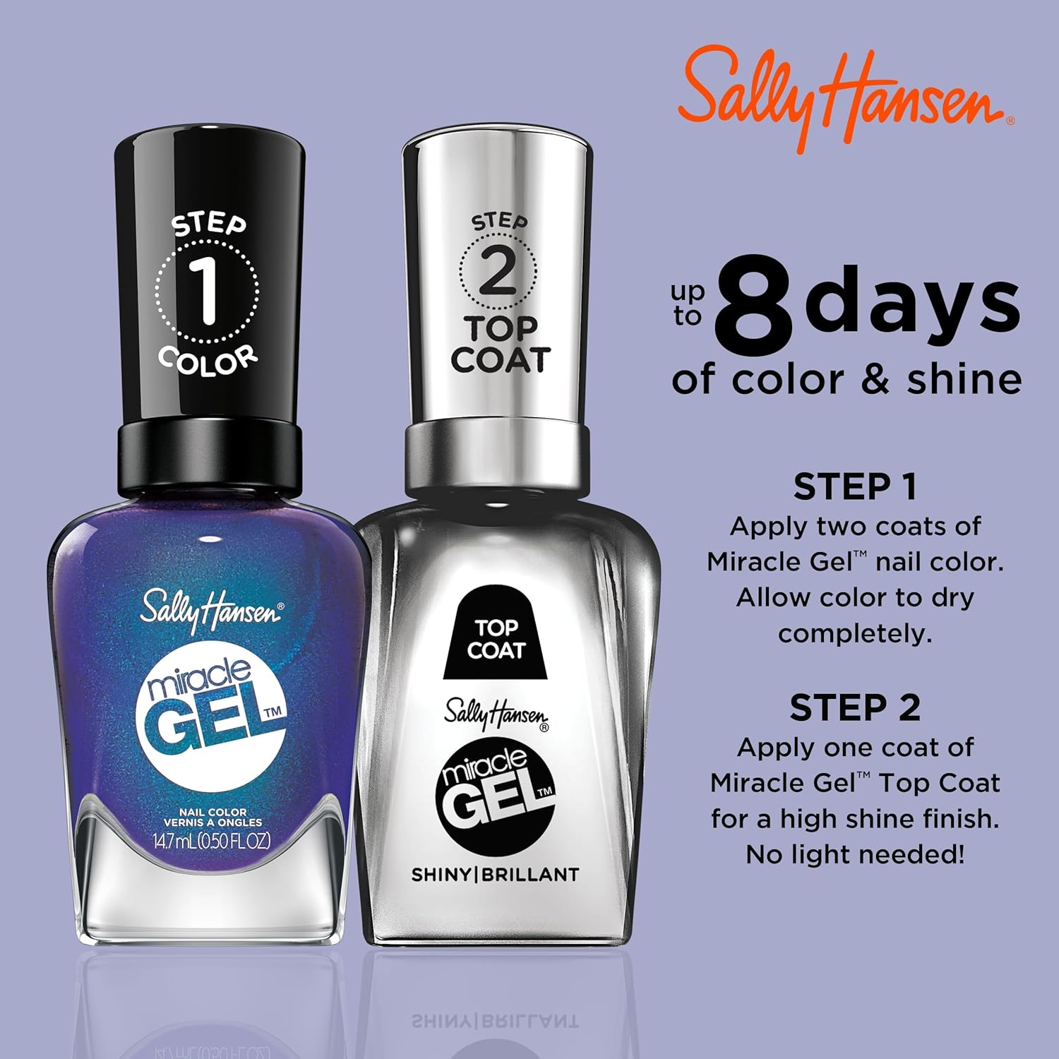 Sally Hansen Miracle Gel™, Hyp-nautical, Long Lasting, Gel-Like Formula, No UV Lamp Needed, Blue Nail Polish : Beauty & Personal Care