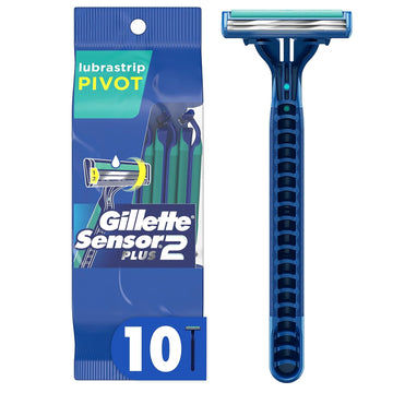 Gillette Sensor2 Plus Pivoting Head Men’S Disposable Razors, 10 Count (Pack Of 3)