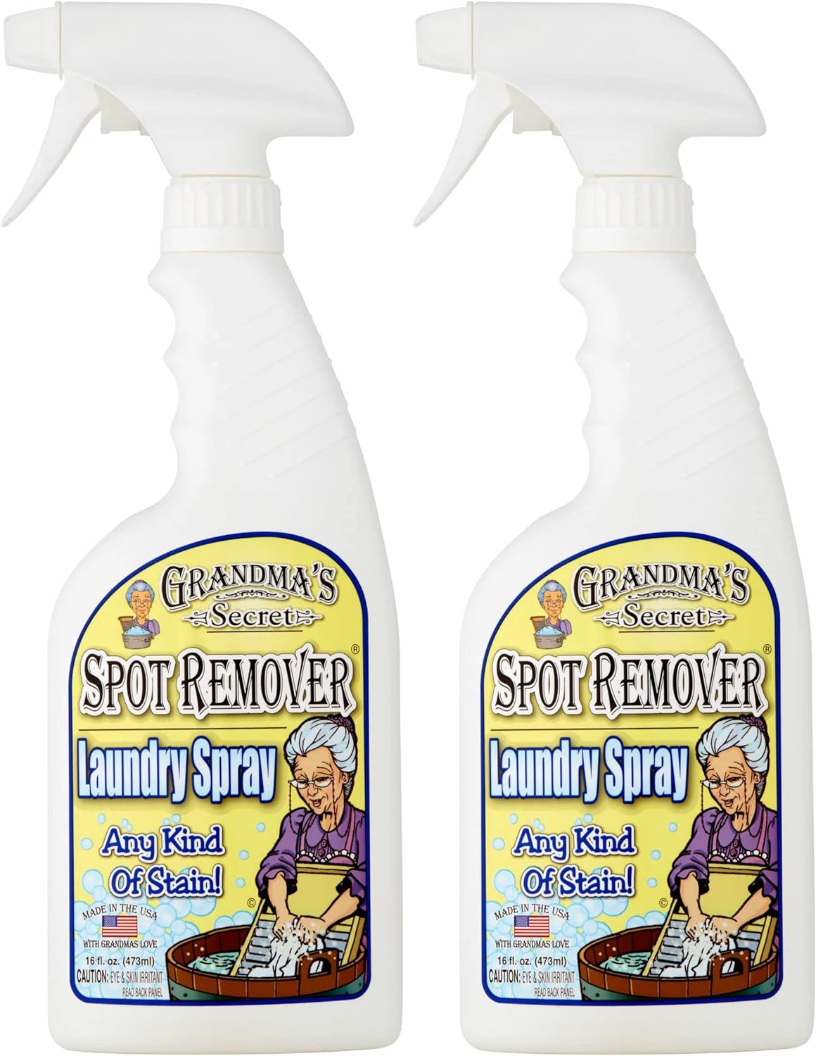 Grandma's Secret Spot Remover Laundry Spray - Chlorine, Bleach and Toxin-Free Fabric Stain Remover for Clothes - Removes Oil, Paint, Blood and Pet Stains - 16 Oz, 2 Pack