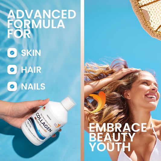 Swedish Nutra - 12,500 Mg Hydrolyzed Marine Collagen & Gold Retinol Liquid Supplement - 500 Ml Pack, 20 Day Supply | Pure Peptide & Hyaluronic Acid For Healthy Hair, Skin, Nails & Joints I Sugar-Free