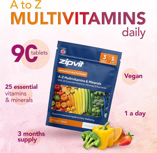 Zipvit Multivitamin Tablets - Vegan Multivitamin For Women & Men - 180 Tablets - 6 Months Supply - With 25 Essential Active Vitamins & Minerals. Supports Bone Health And Your Immune System