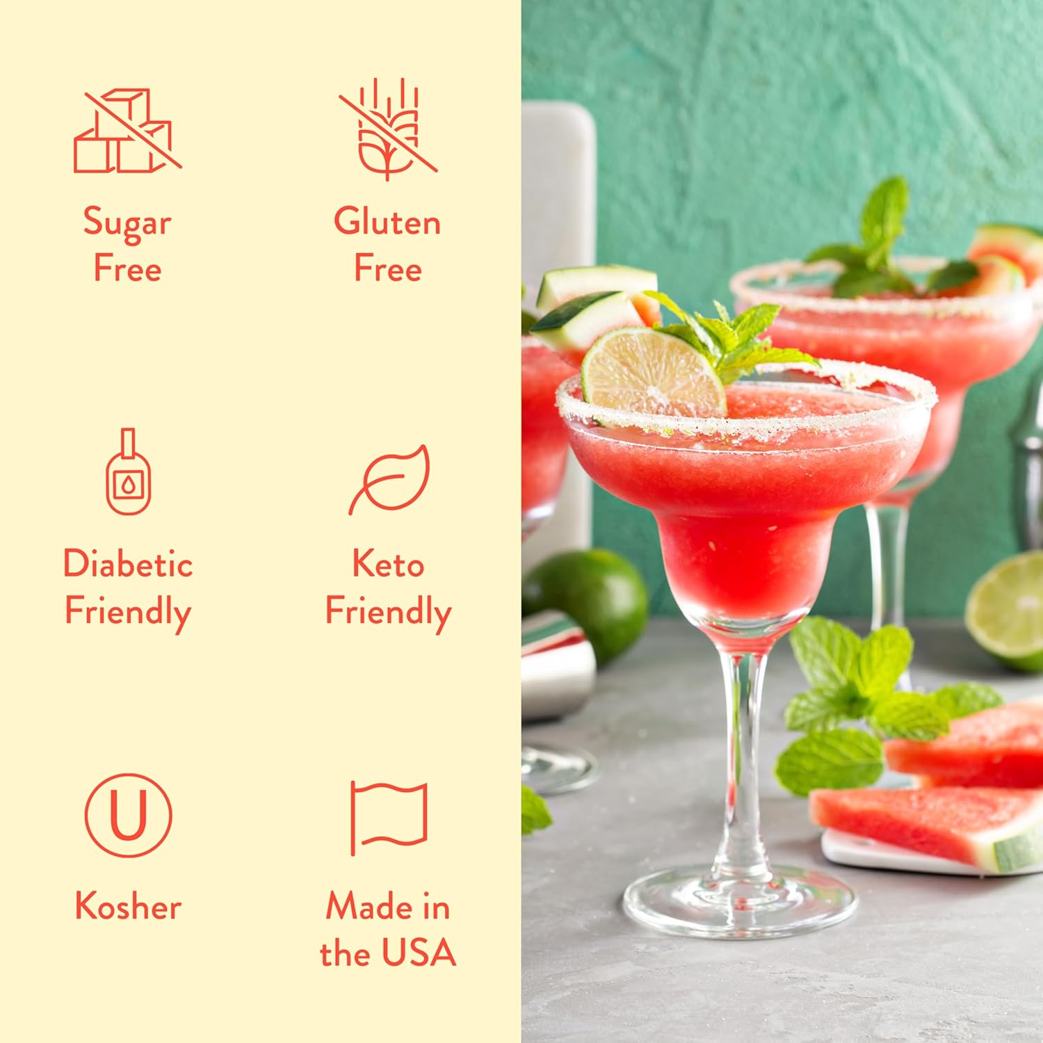 Jordan'S Skinny Mixes Sugar Free Strawberry Key Lime Margarita Mix, Flavored Cocktail Mixer For Drinks, Marg Drink Flavoring For Cocktails & Mocktails, Low Calorie, Keto Friendly, 32 Fl Oz, 1 Pack