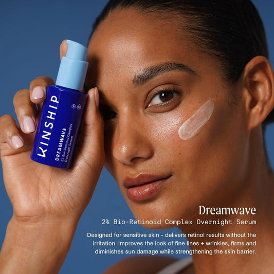 Kinship Dreamwave 2% Bio-Retinoid Overnight Renewal Serum - Retinol for Sensitive Skin - Smooth Wrinkles - Anti-Aging Niacinamide + Tranexamic Acid - Brighten, Moisturize, Reduce Redness (1 Oz)