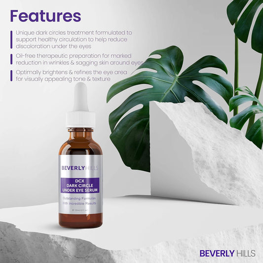 Beverly Hills DCX Under Eye Serum for Wrinkles, Puffy Eyes and Dark Circles Treatment for All Skin Types | Anti Wrinkle Serum with Seaweed, Hyaluronic Acids & Peptides for Hydrated & Soft Skin, 30 mL