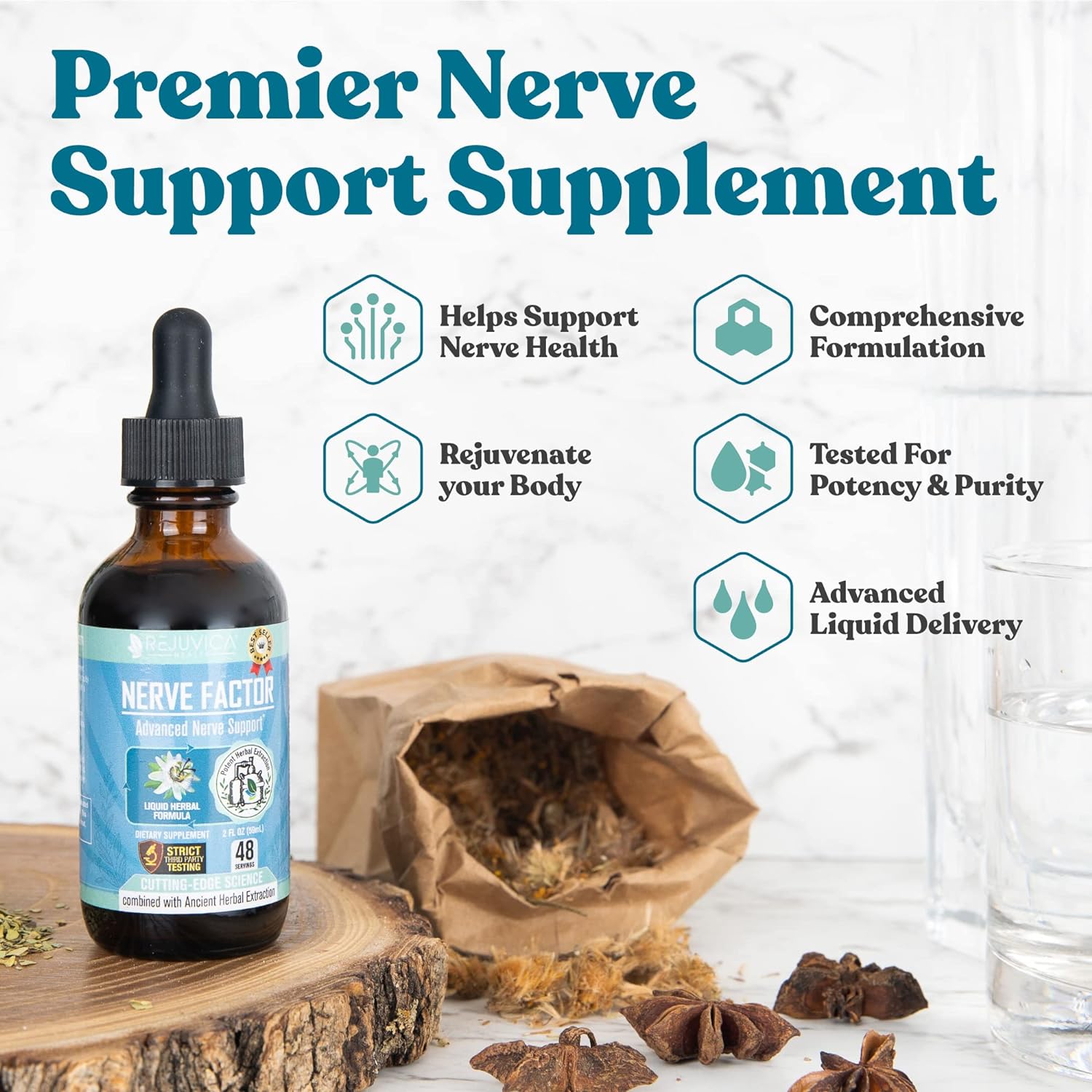 NerveFactor - Advanced Nerve Support Supplement - Liquid Delivery for 