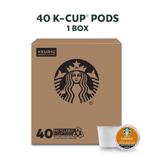 Starbucks K-Cup Coffee Pods—Caramel Flavored Coffee—100% Arabica—1 Box (40 Pods)