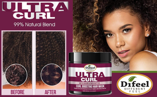 Difeel Ultra Curl With Argan & Shea Butter - Curl Boosting Hair Mask 12 Oz