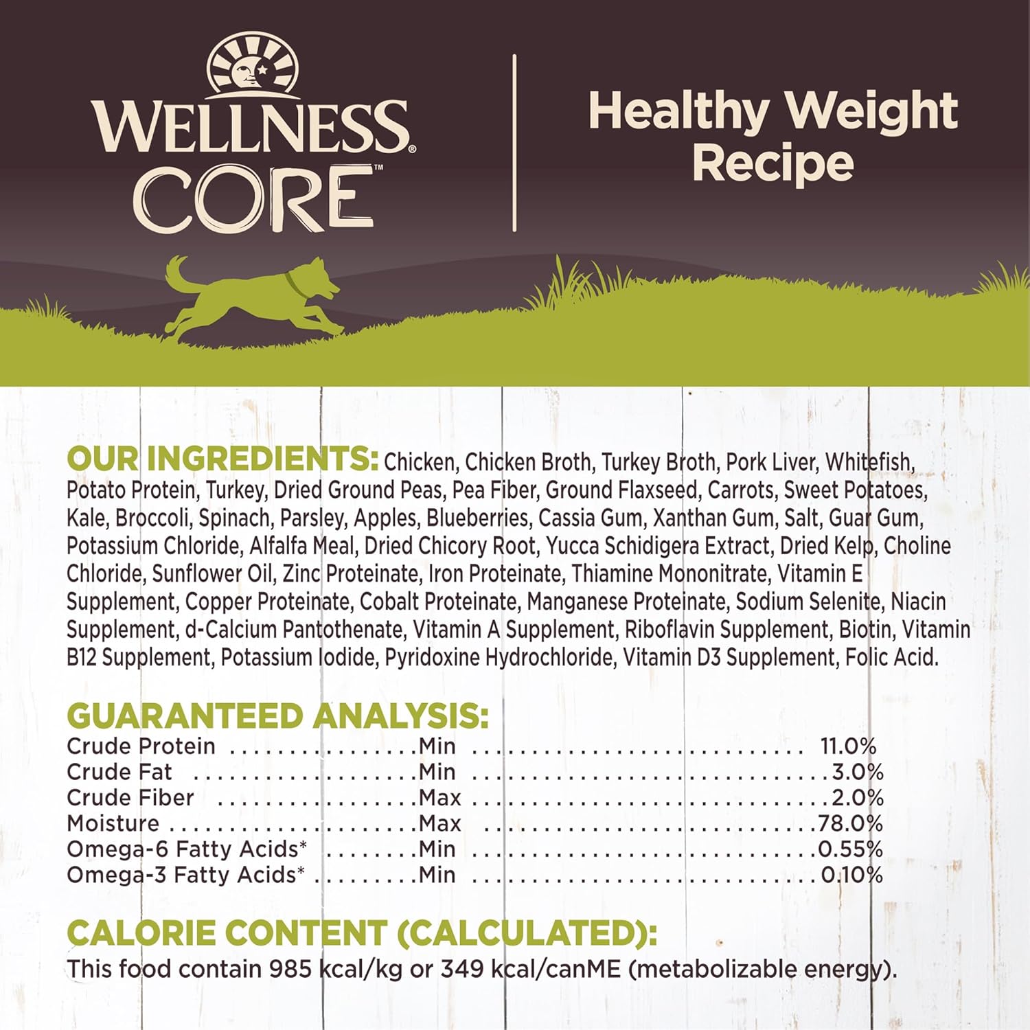 Wellness Natural Pet Food CORE Natural Wet Grain Free Canned Weight Management Dog Food, 12.5-Ounce Can (Pack of 12): Canned Wet Pet Food: Pet Supplies: Amazon.com