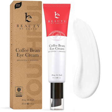 Beauty by Earth Caffeine Eye Cream for Puffiness & Bags Under Eyes - USA Made with Clean Ingredients, Reduces Appearance of Dark Circles & Wrinkles, Hydrating Under Eye Cream