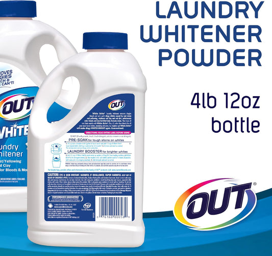 Out White Brite Laundry Whitener Powder, Stain Remover Detergent Booster For Clothes, 4.75Lb 2.1Kg