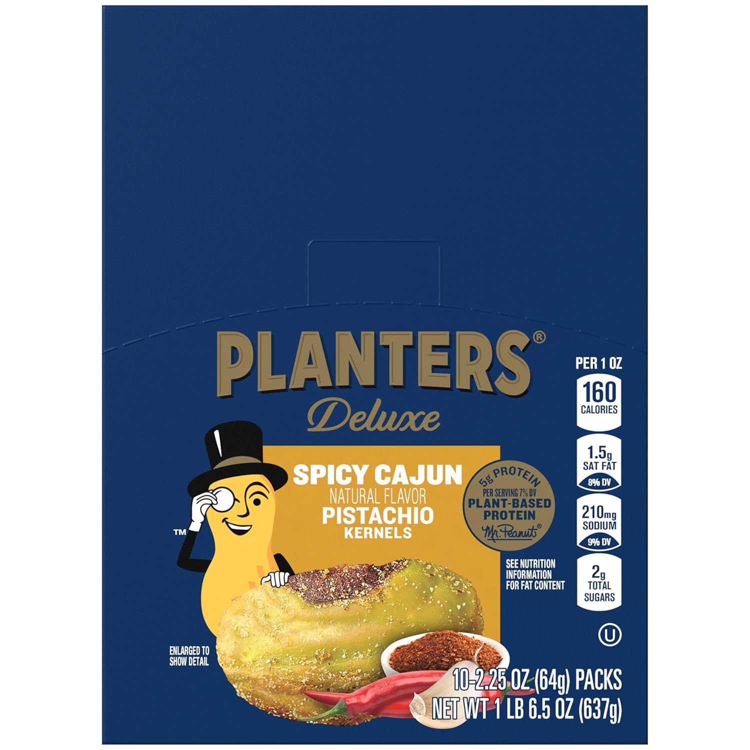 Planters Spicy Cajun Pistachio Kernels, 2.25 Oz Pack (Pack Of 10)