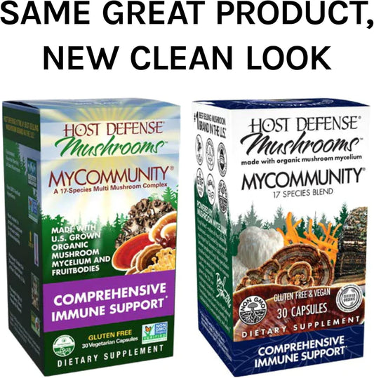 Host Defense, MyCommunity Capsules, Advanced Immune Support, Mushroom Supplement with Lion’s Mane and Reishi, 30