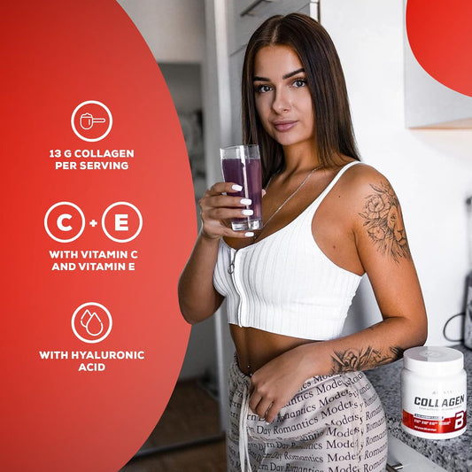 Biotechusa Collagen | Hyaluronic Acid And Collagen Complex | Added Vitamin C And E | Skin Wellness And Nourishment, 300 G, Black Raspberry