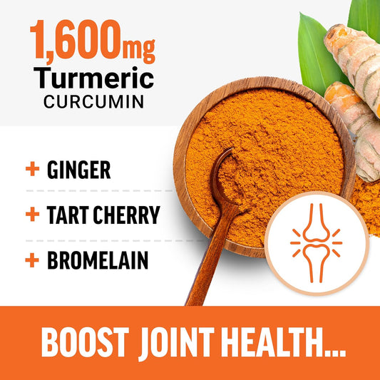 Force Factor Better Turmeric Curcumin 1600Mg With Black Pepper & Ginger, Clinical Strength Joint Support Supplement, Superior Absorption, 120 Tablets