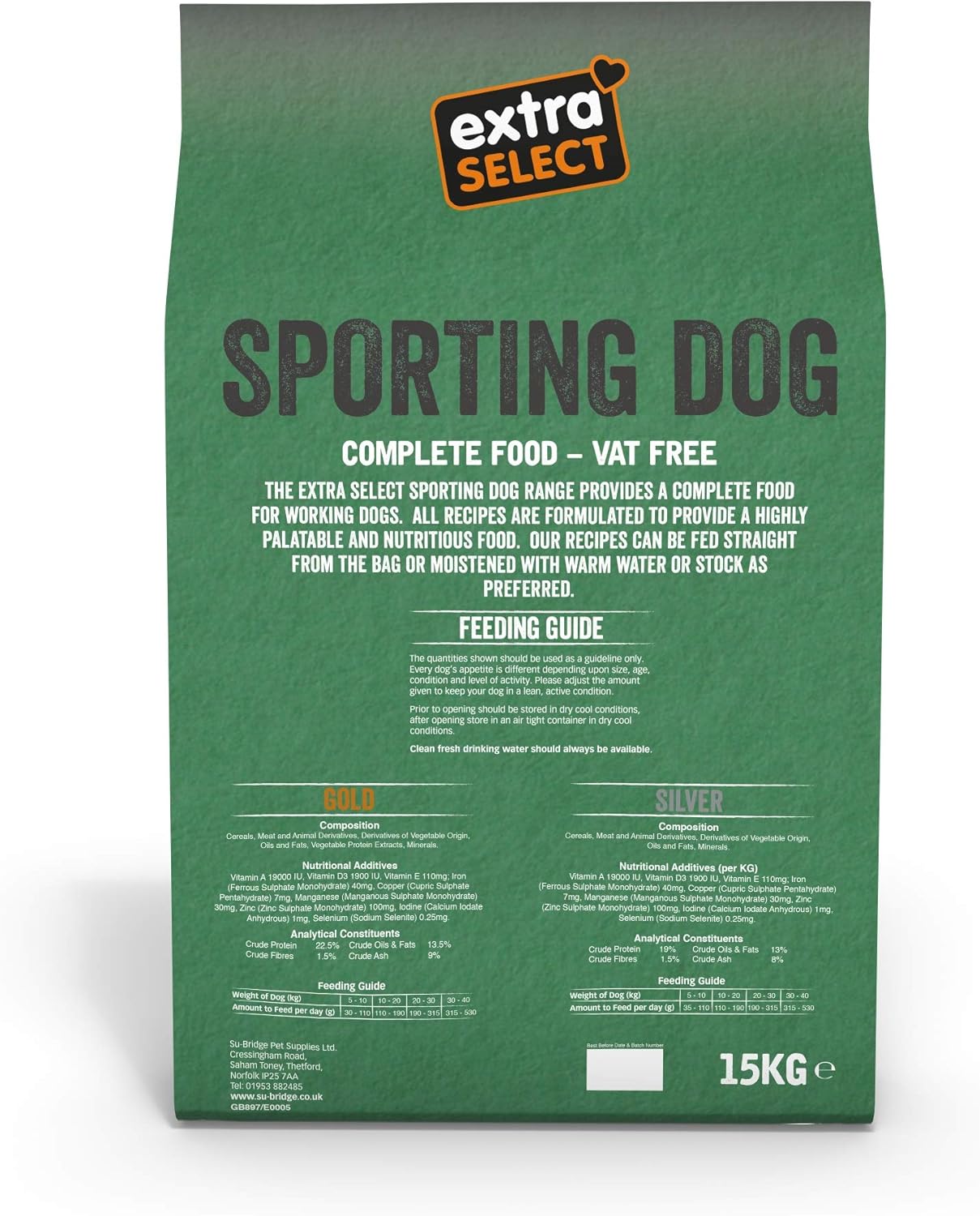 Extra Select Complete Dry Sporting Dog Food, Silver with Chicken and Rice, 15 kg :Pet Supplies