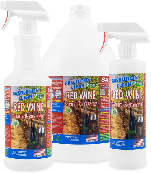 Amazing Red Wine Stain Remover – Natural Enzymes Eliminate Wine Stains Fast - Cleans Carpet, Upholstery, Clothing, Table Cloth & More - USA Made (32oz)