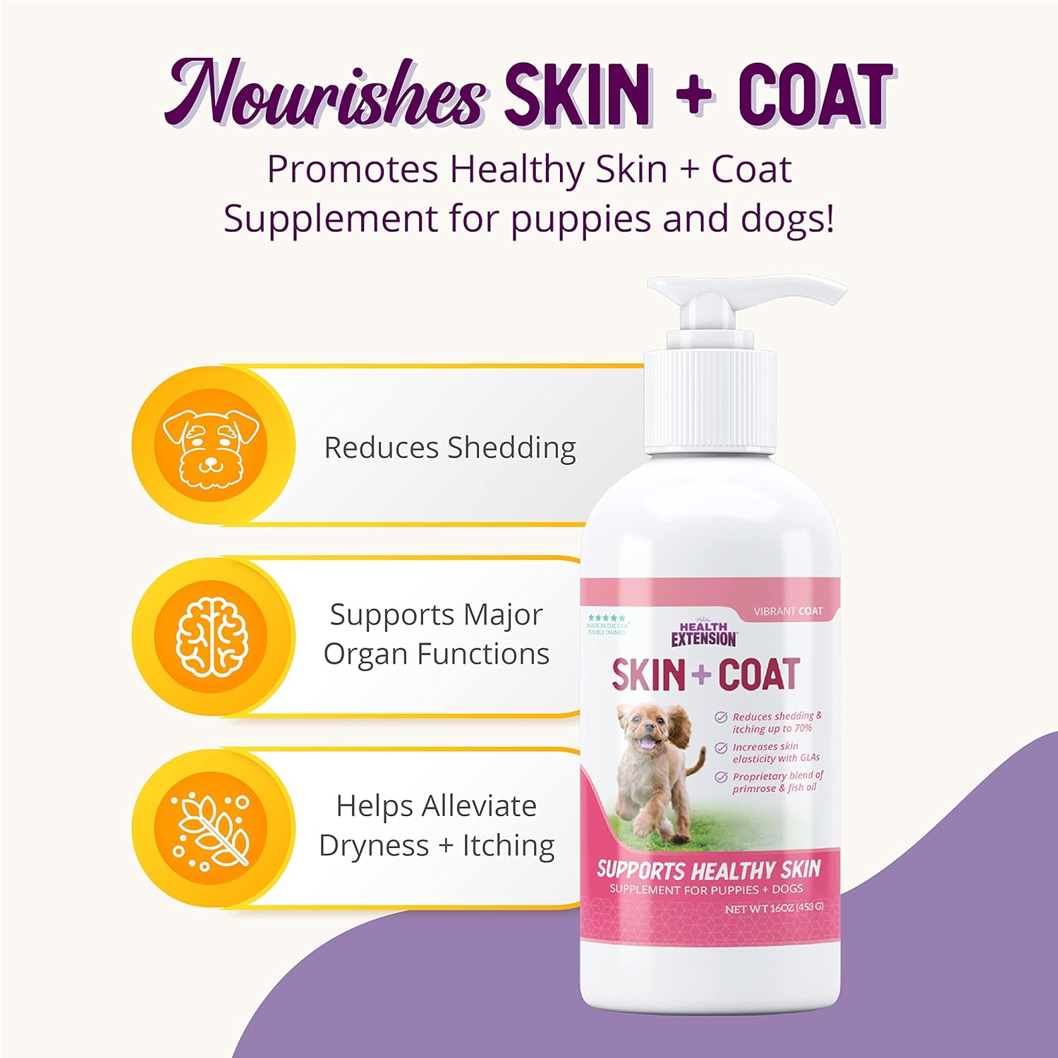 Health Extension Skin & Coat Oil - Liquid Food Supplement For Dogs - EPA, GLA & DHA to Prevent Shedding & Itching : Pet Conditioners : Pet Supplies