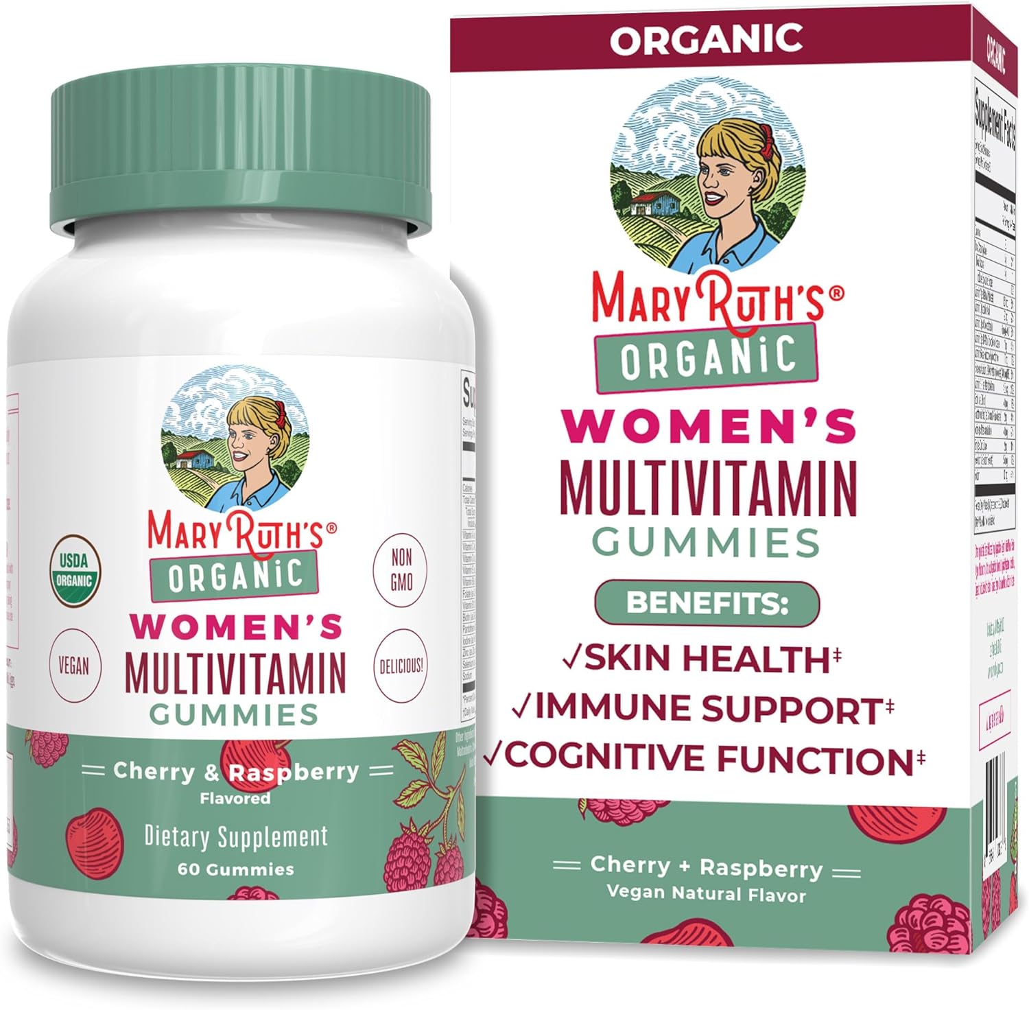 Maryruth Organics Multivitamin For Women | Womens Multivitamin Gummy | Vegan | Usda Organic | Immune Support Gummy Vitamins | Hair Skin And Nails Vitamins For Women | Vitamin D3 | Selenium | 60 Count