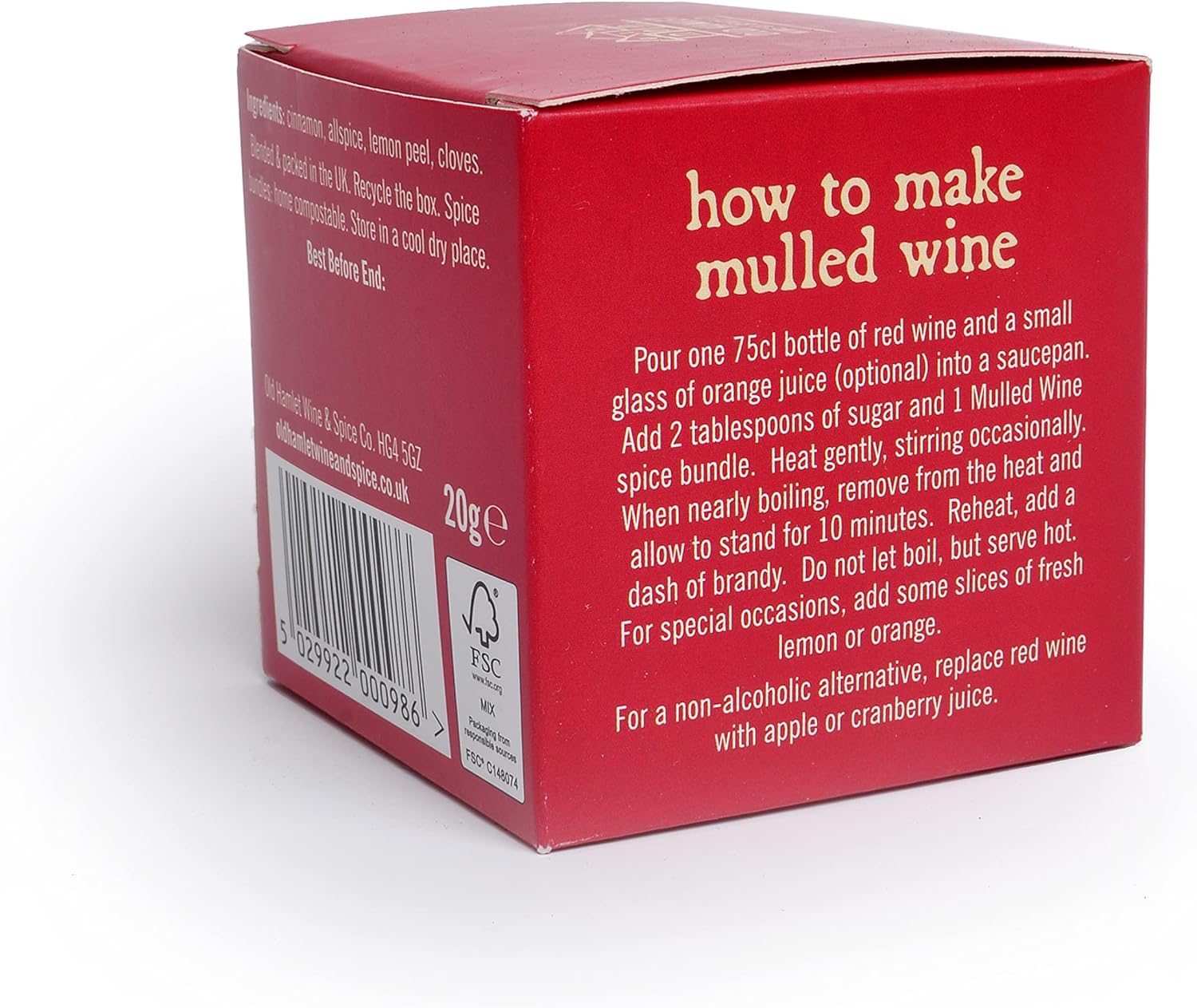 Old Hamlet Mulled Wine Spice Pouchettes In Printed Cube (No Alcohol Included)