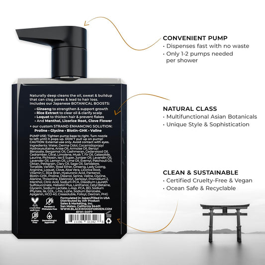 Blackwood For Men Active Man Daily Shampoo - Thickening & Clarifying Shampoo For Normal To Oily Hair Or Scalp - Fights Hair Loss - Natural Vegan Formula - Sulfate Free With Ginseng & Aloe Vera (7Oz)