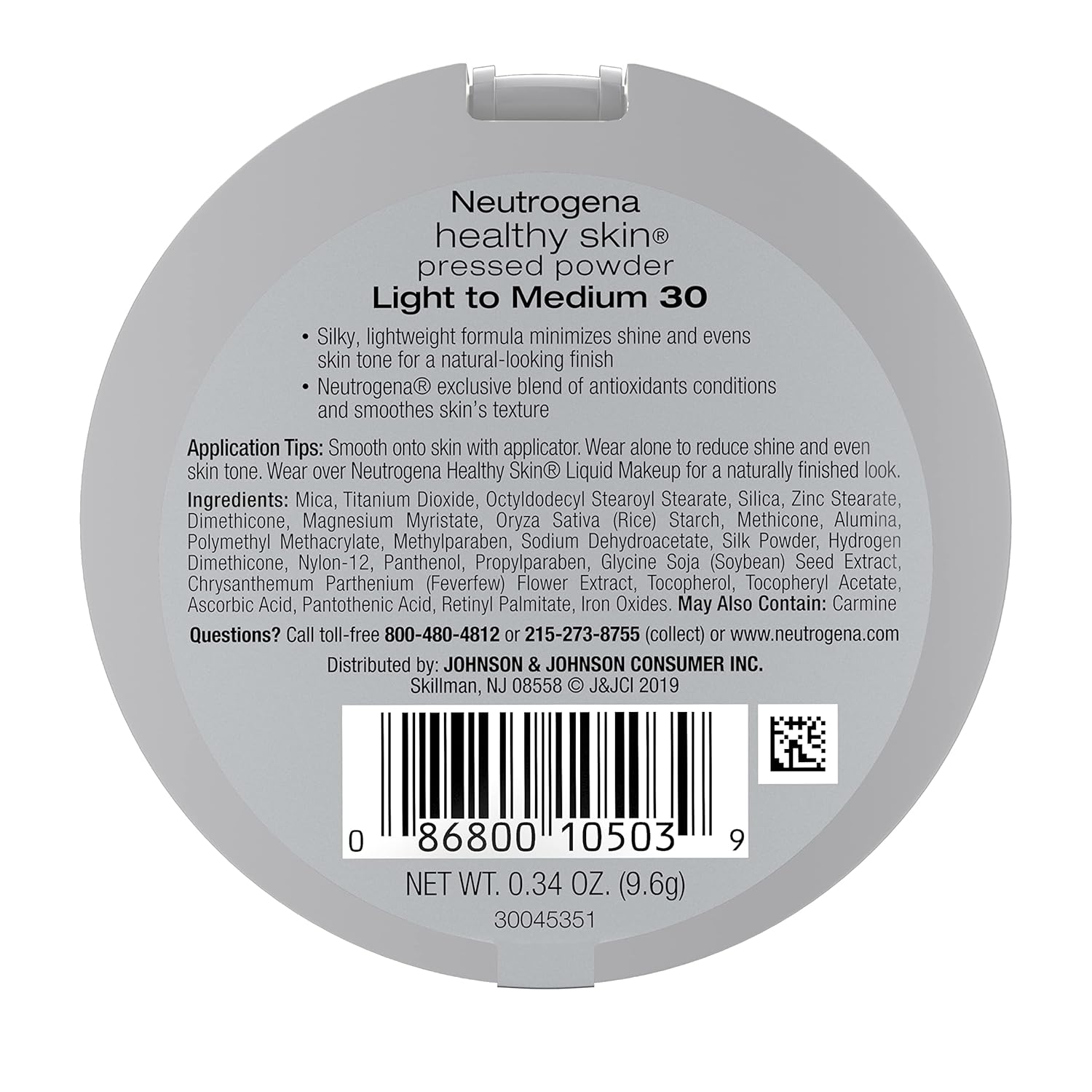 Neutrogena Healthy Skin Pressed Makeup Powder Compact with Antioxidants & Pro Vitamin B5, Evens Skin Tone, Minimizes Shine & Conditions Skin, Light to Medium 30, .34 oz (Pack of 2) : Beauty & Personal Care