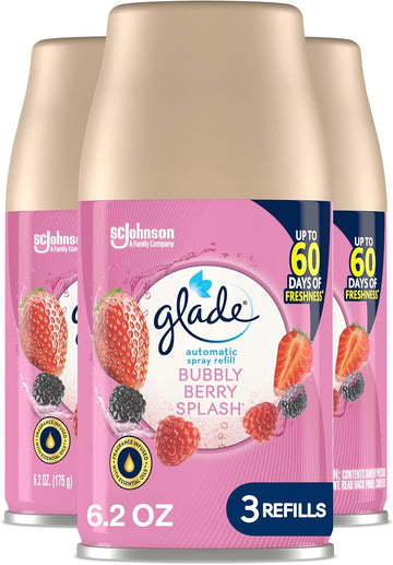 Glade Automatic Spray Refill, Air Freshener for Home and Bathroom, Bubbly Berry Splash, 6.2 Oz, 3 Count