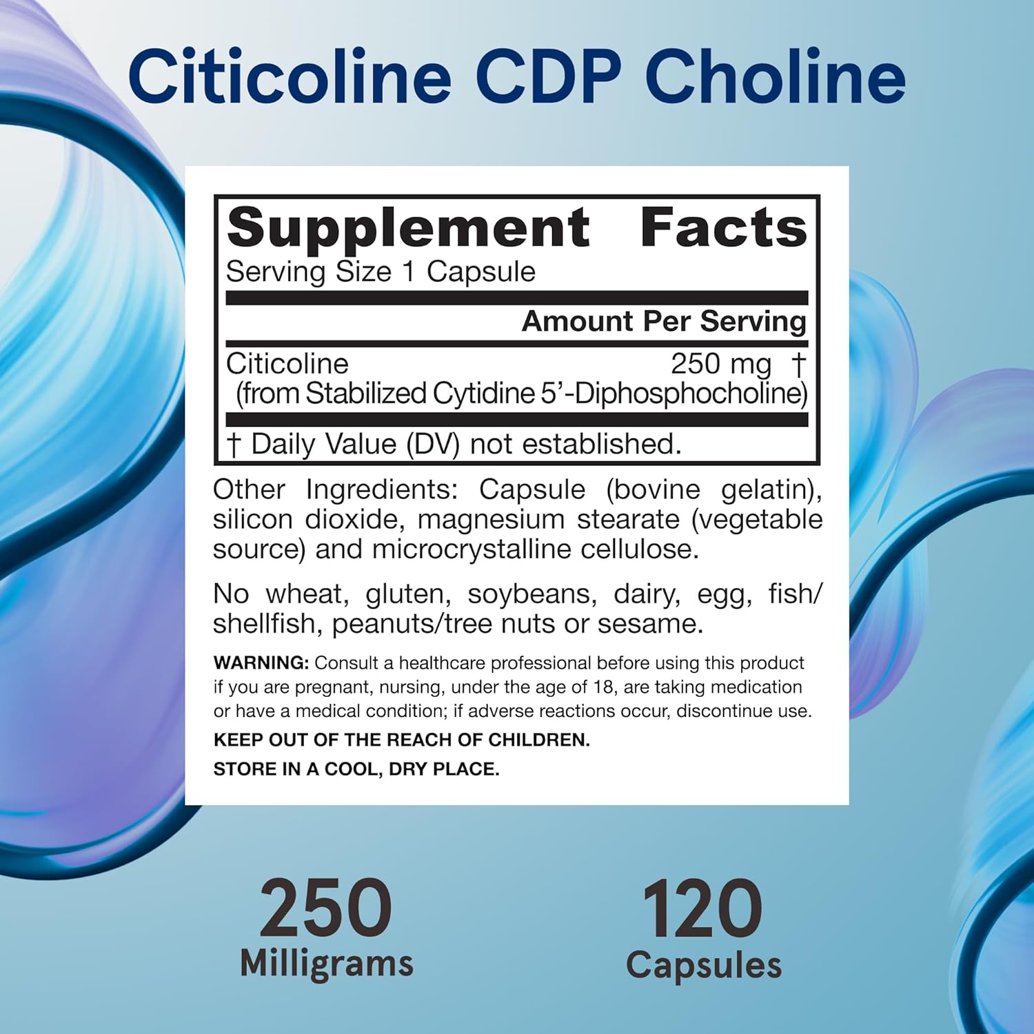 Jarrow Formulas CDP Choline Capsules, 250 mg Dietary Supplement for Memory and Brain Health, 120 Veggie Capsules, 60-120 Day Supply : Health & Household