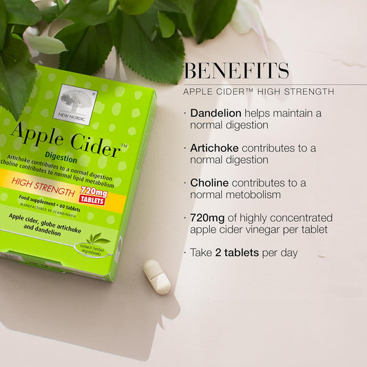 New Nordic Apple Cider Vinegar Tablets - 2160 Mg Acv With The Mother - May Help Promote Weight Loss - For Men And Women - 60 High Strength Tablets