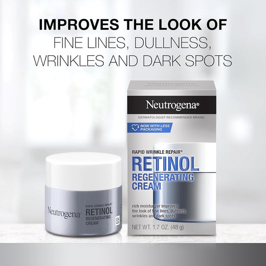 Neutrogena Retinol Face Moisturizer, Rapid Wrinkle Repair, Daily Anti-Aging Face Cream With Retinol & Hyaluronic Acid To Fight Fine Lines, Wrinkles, & Dark Spots, 1.7 Oz