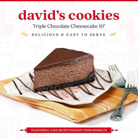 David'S Cookies Triple Chocolate Cheesecake 10" - Pre-Sliced 14 Pcs. Creamy Chocolate Cheesecake, Fresh Bakery Dessert Great Gift Idea For Chocolate Lover Women, Men And Kids Cheesecake For Delivery