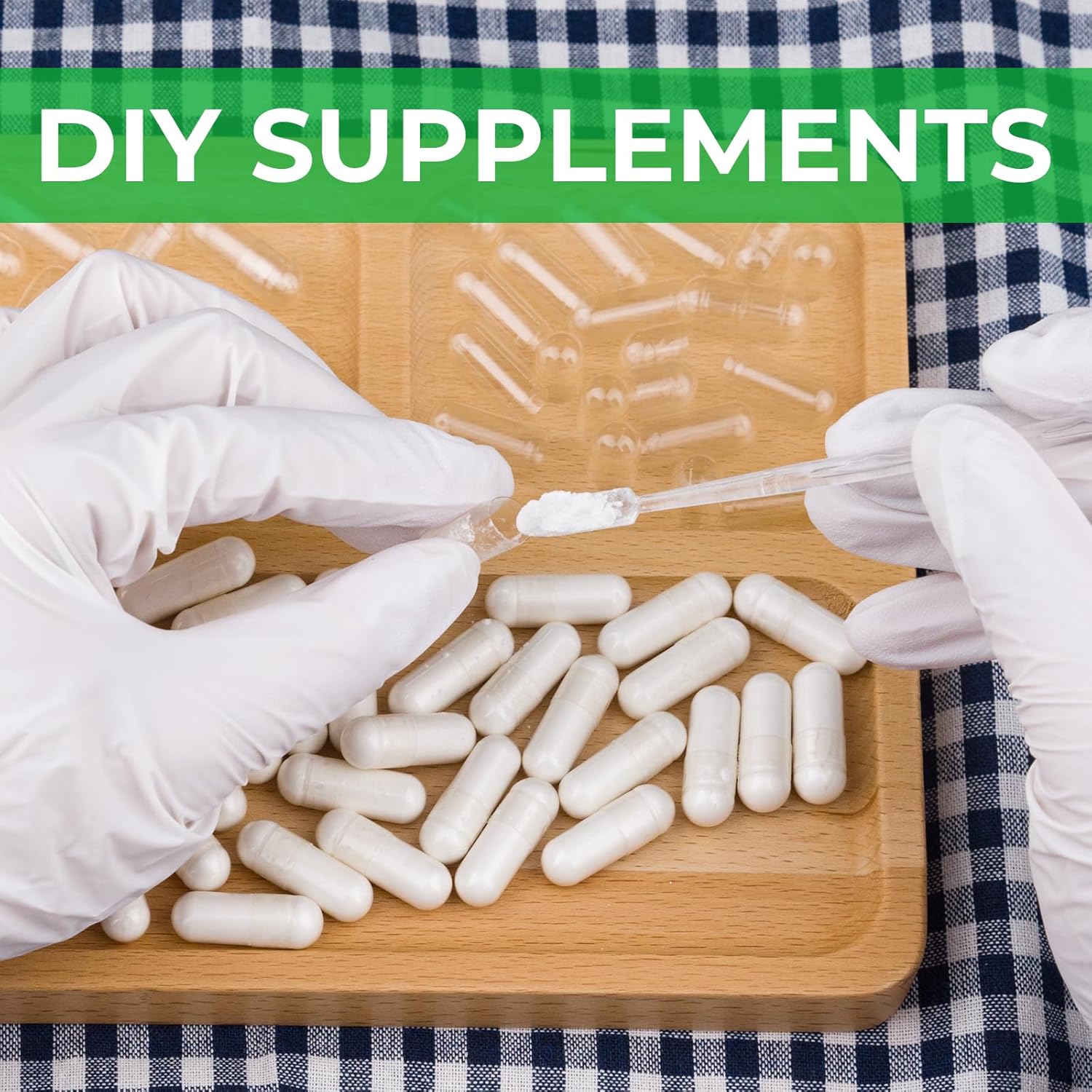 Angtai Jn Size 1 Empty Capsules Vegan Plant Based Clear (100 Count) Gluten Free, Non-Gmo, Halal Certified Pill Caps Filling Kit With 2 Spoons For Vegetarian Diy Your Own Supplements