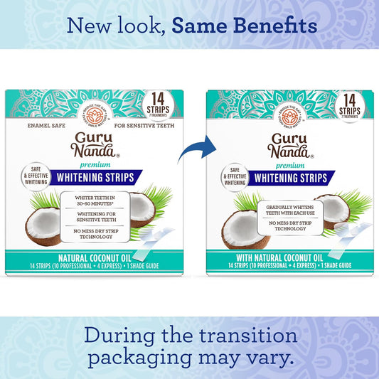 Gurunanda Teeth Whitening Strips - 16-Day Treatment With Non-Slip, Dry Strip Technology - Whitening Designed With Care For A Brighter Smile