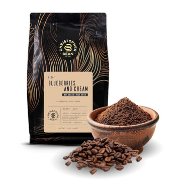 Christopher Bean Coffee - Decaf Ground Universal Drip Blueberries And Cream Flavored Coffee| Flavored Coffee With Medium Roast 100% Arabica, No Sugar, No Fats, Non-Gmo | 10-Ounce