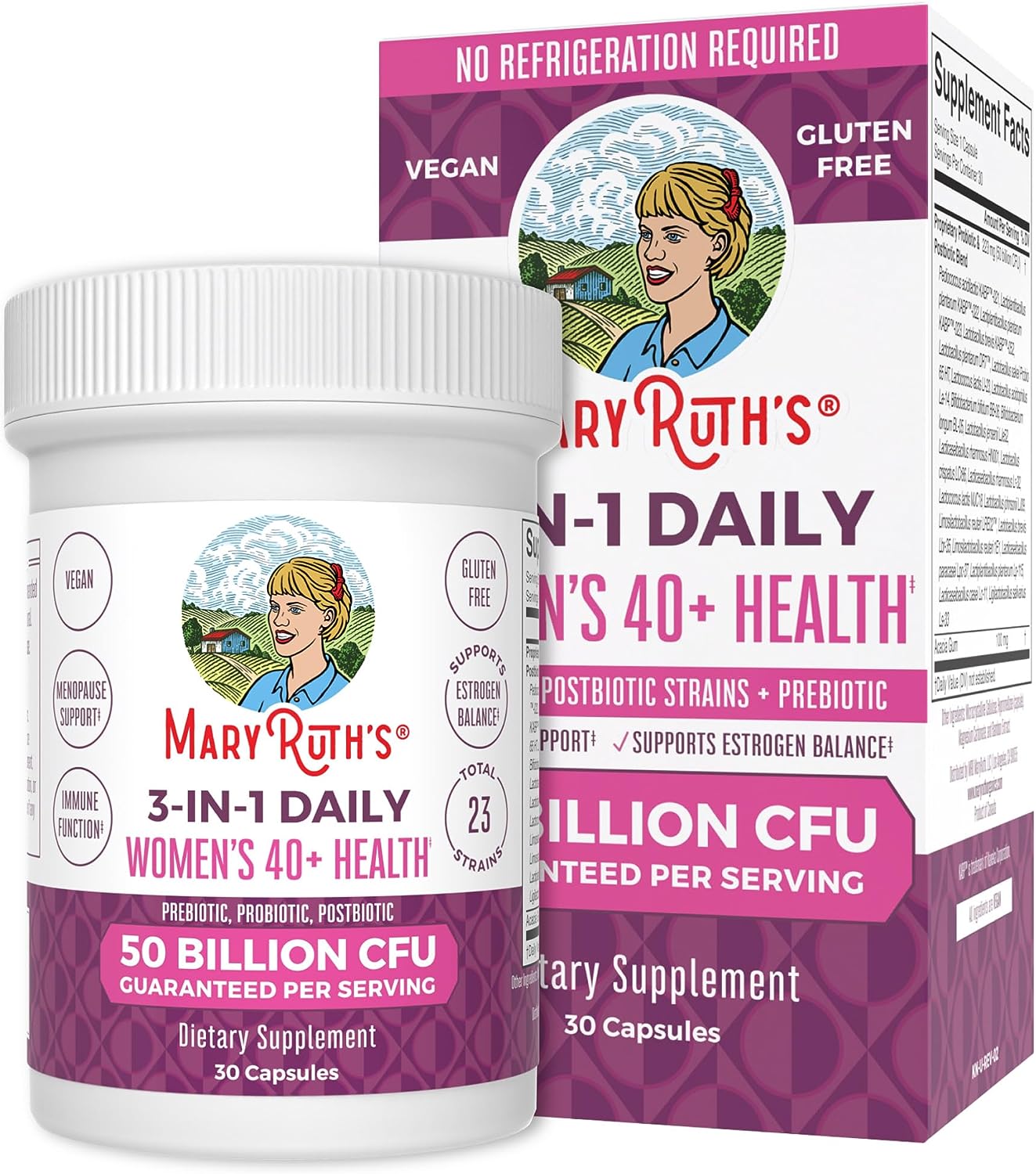 Mary Ruth's 3 in 1 Women's 40+ Health Probiotic, 30 CT