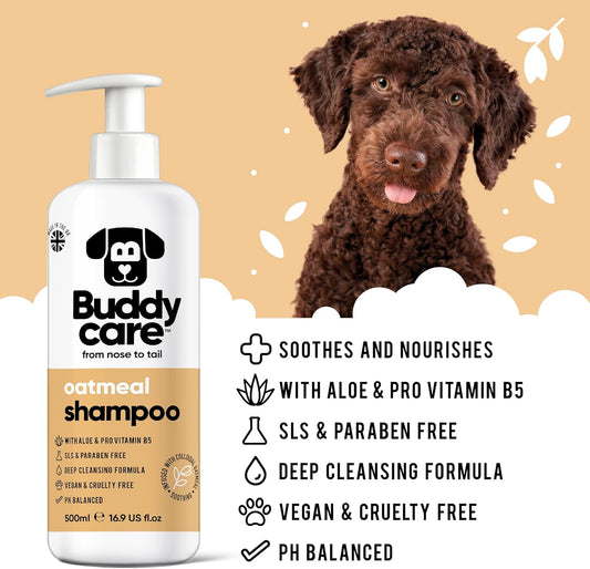 Buddycare Oatmeal Dog Shampoo Shampoo for Dogs with Irritated Skin | Relieving and Rehydrating | With Aloe Vera and Pro Vitamin B5 (500ml)?B60509