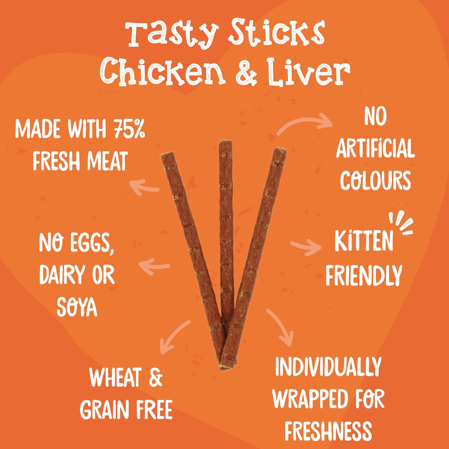 Webbox Tasty Sticks Cat Treats, Chicken and Liver - Kitten Friendly, Wheat and Grain Free, No Artificial Colours (25 x 6 Packs) :Pet Supplies