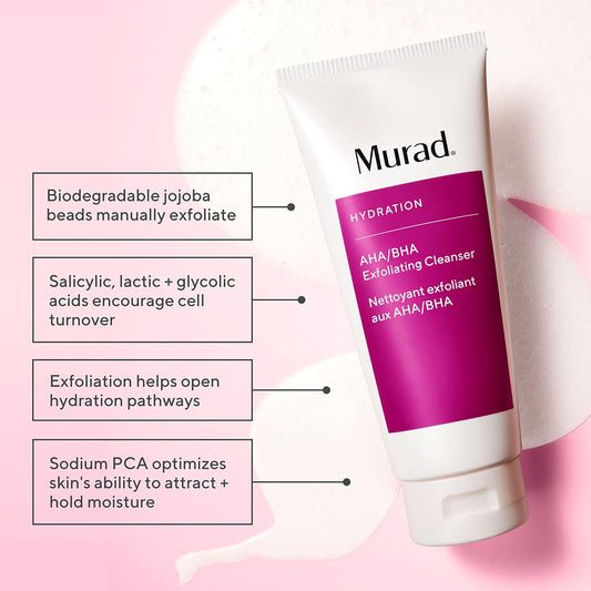 Murad Aha/Bha Exfoliating Cleanser - Hydration Exfoliating & Moisturizing Salicylic, Lactic And Glycolic Acid Face Wash - Creamy Skin Smoothing Treatment Backed By Science