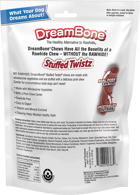 Dreambone Stuffed Twistz 10 Count, Rawhide-Free Chews