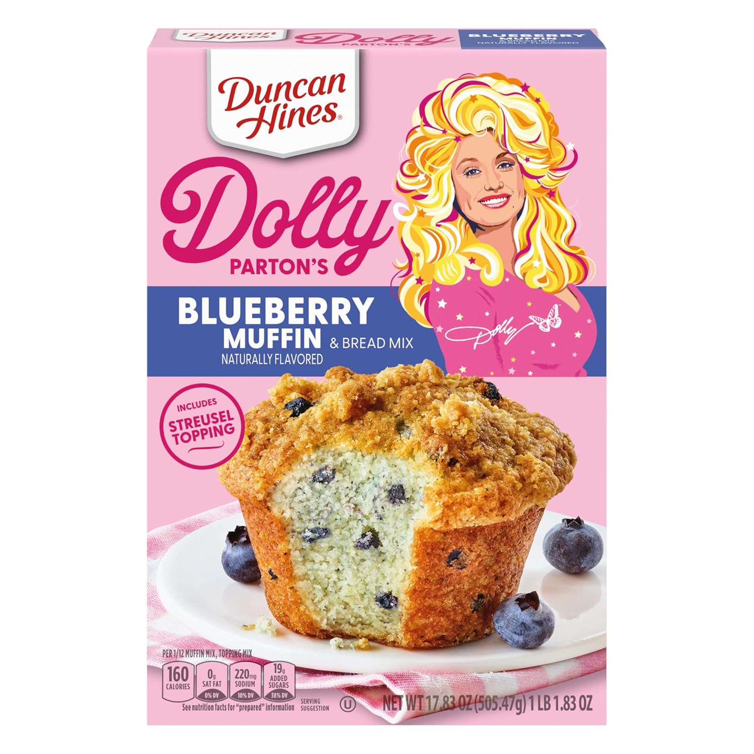 Duncan Hines Dolly Parton'S Blueberry Flavored Muffin & Bread Mix, 17.83 Oz